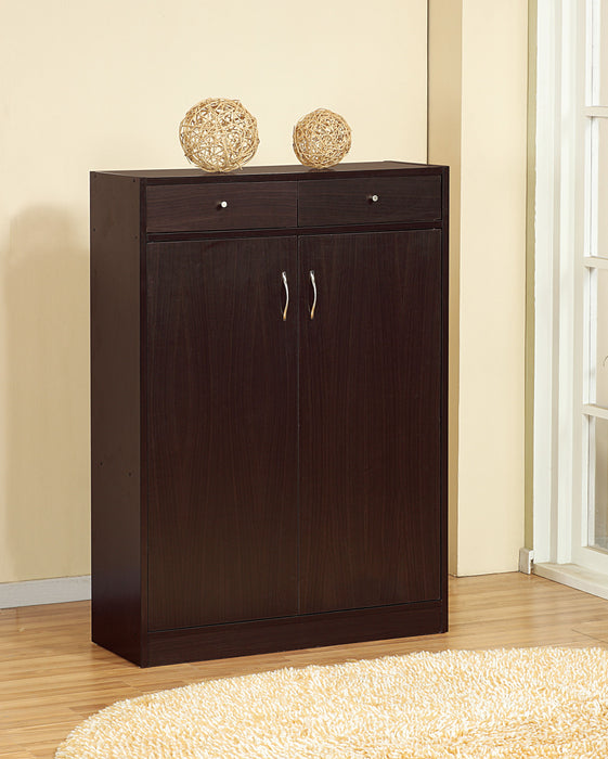 Shoe And Storage Cabinet Two Drawers, Two Doors, Five Shelves - Red Cocoa