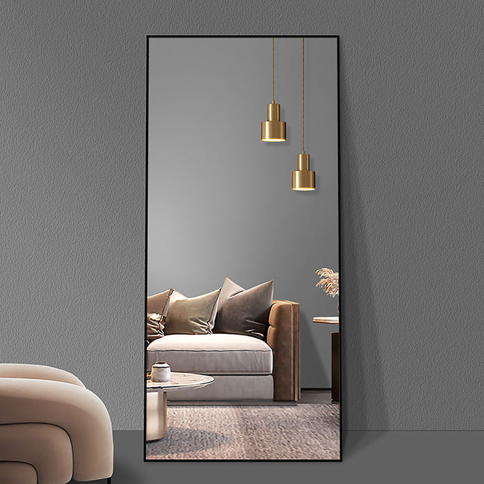 Floor Mirror Full Length Mirror Ultra Thin Aluminum Alloy Frame Modern Style Standing / Hanging Mirror Wall Mounted Mirror - Black