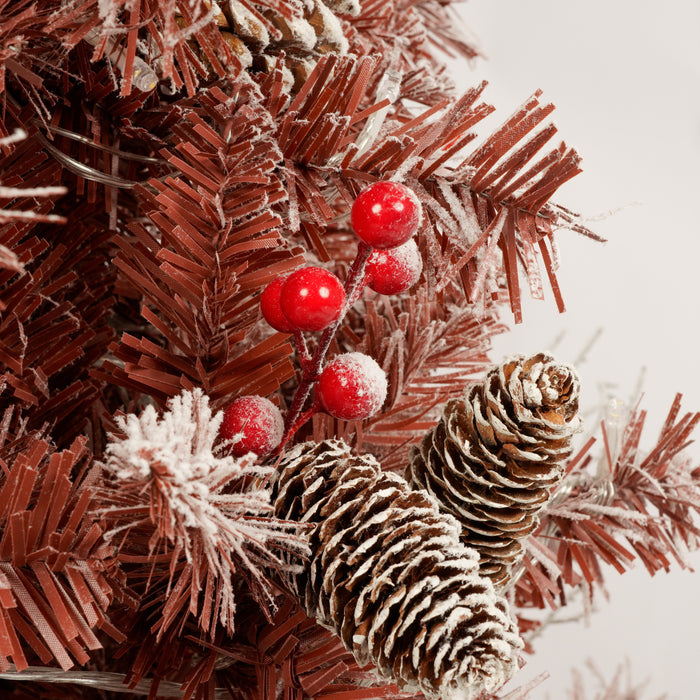 Christmas Tree with Brown Needles with flocking and Warm Lights - Brown