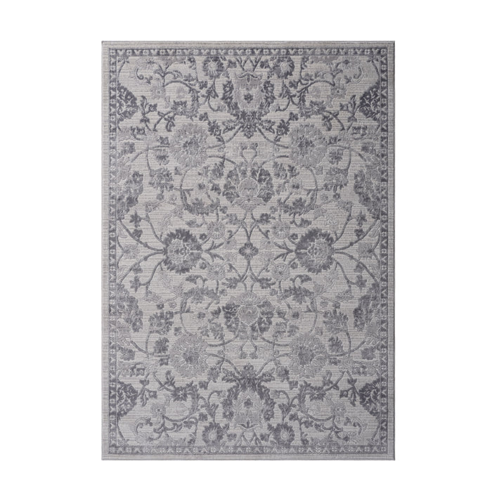 5' x 7' Oriental Non-Shedding Living Room Bedroom Dining Home Office Stylish And Stain Resistant Area Rug - Gray / Silver