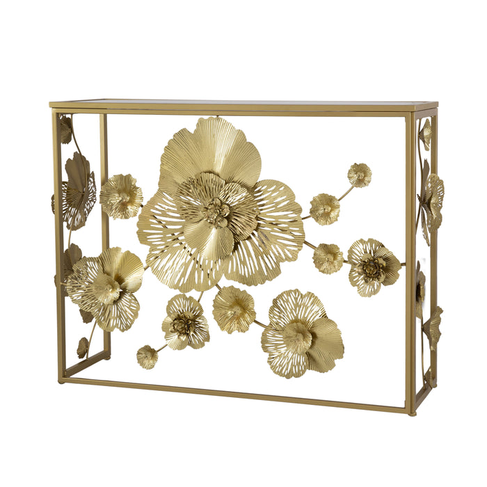 Console Table With Mirrored Glass Top, Modern Entryway Table For Living Room Foyer Entryway - Gold