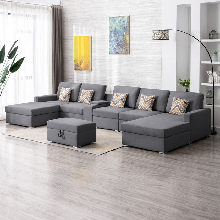 Nolan - 7 Piece Sectional Sofa With Pillows And Interchangeable Legs