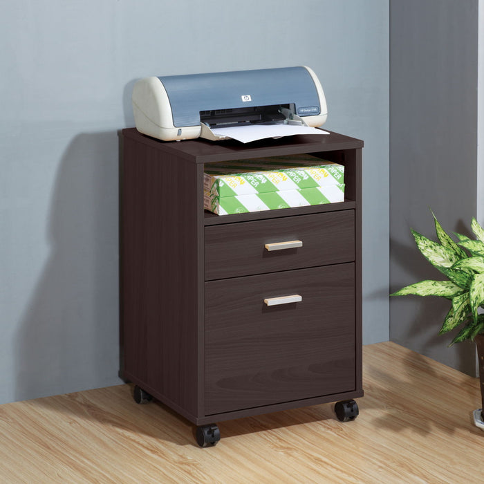 Mobile File Cabinet, Printer Cabinet With Two Drawers And One Shelf - Red Cocoa