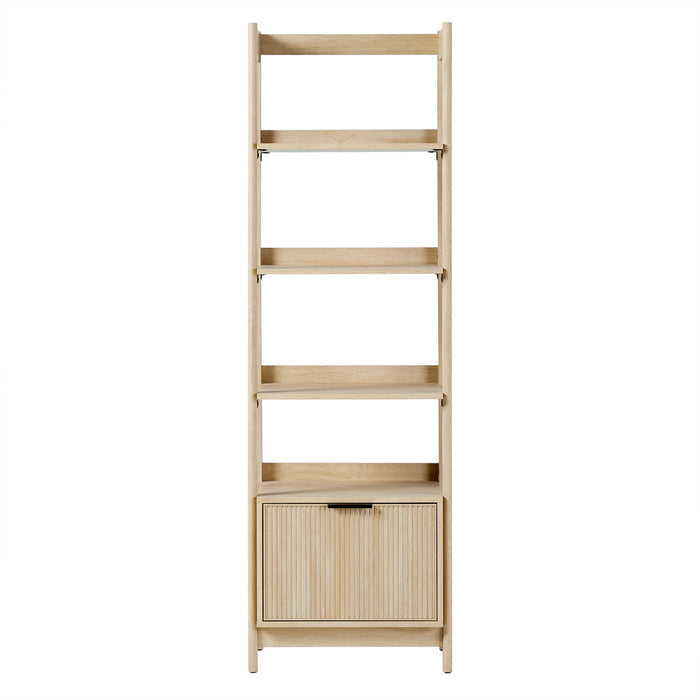 Transitional Narrow Bookshelf With Drawer On Bottom