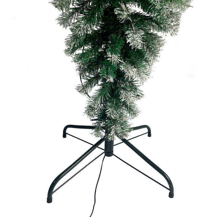 7.4ft Upside Down Christmas Tree LED Warm White Lights - Green