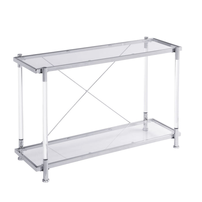 Chrome Glass Sofa Table, Acrylic Side Table, Console Table For Living Room & Bedroom - Chrome