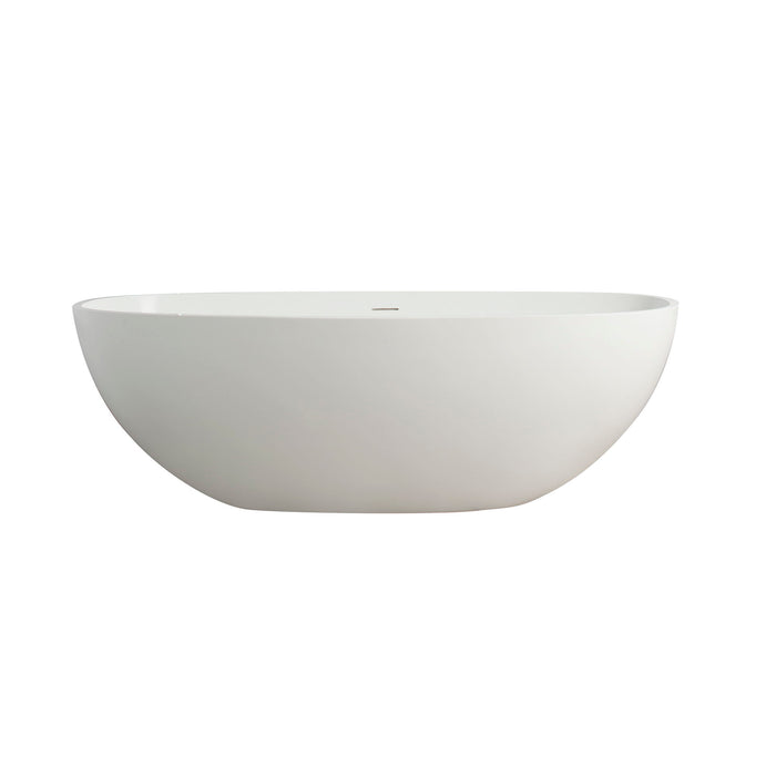 65.2" Freestanding Solid Surface Soaking Bathtub For Bathroom - Matte White