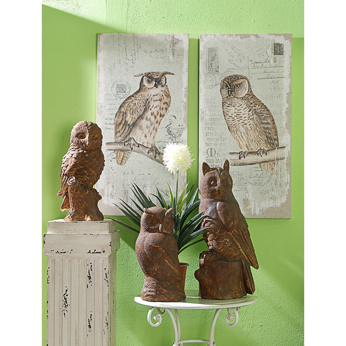 Lilith Owl Prints With Distressed Look, Rectangle Animal Hanging Wall Art (Set of 2) - Multicolor