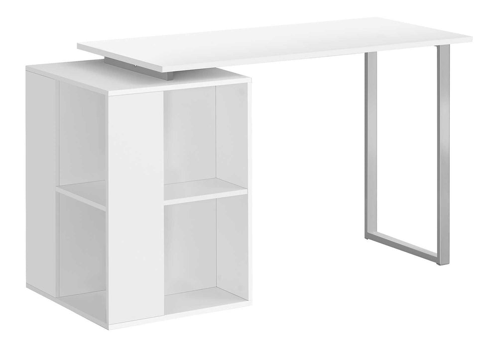 Computer Desk, Home Office, Left, Right Set-Up, Storage Shelves, Work, Laptop, Contemporary, Modern - White