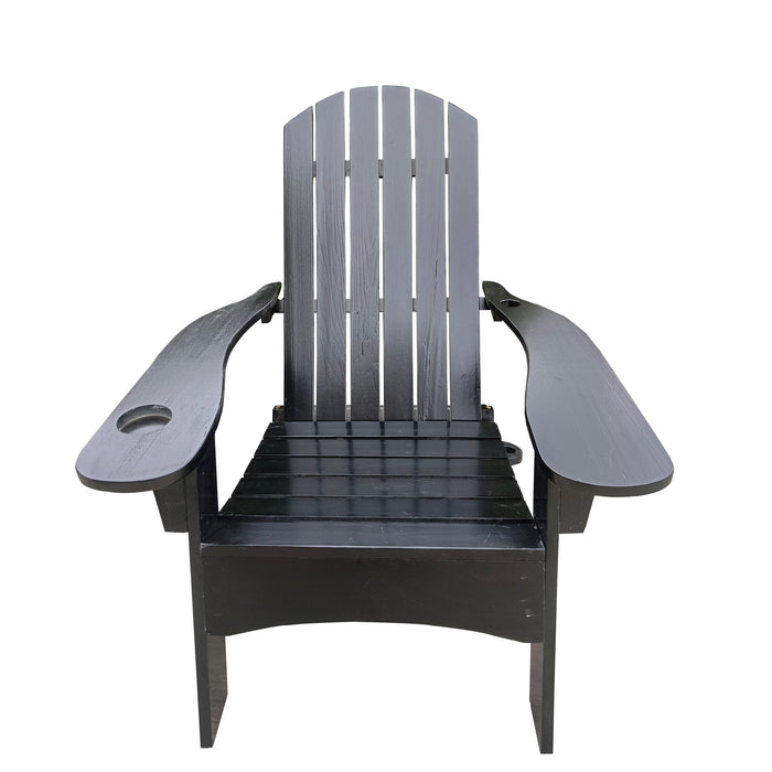 Outdoor Or Indoor Wood Adirondack Chair With An Hole To Hold Umbrella, On The Arm