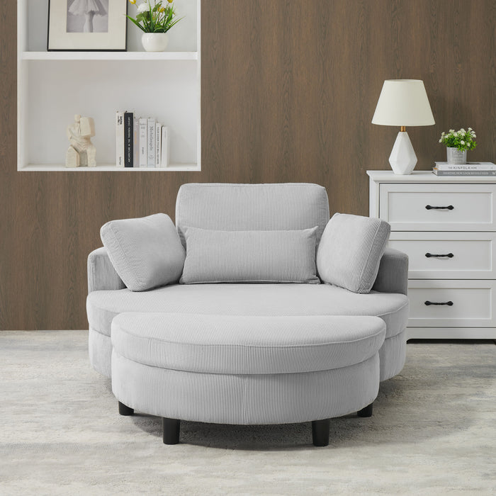 Corduroy Sofa With Two Throw Pillows And A Waist Pillow With An Extra Tray For Comfortable Seating In Small Apartment Bedrooms