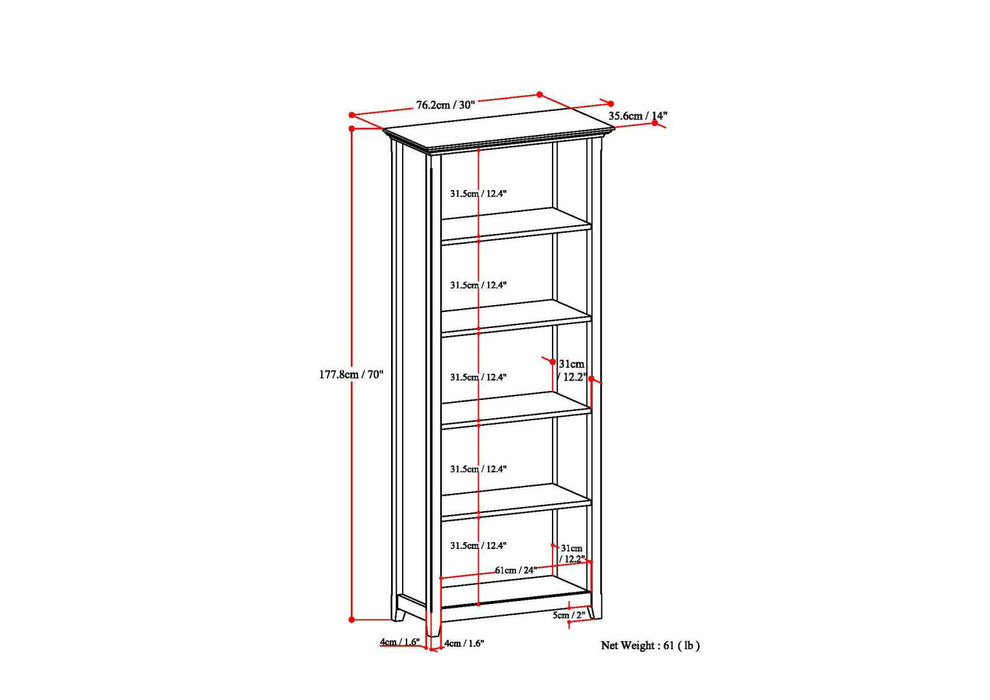 Amherst - 5 Shelf Bookcase