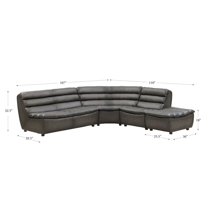 Carter Leather Sectional - Gray