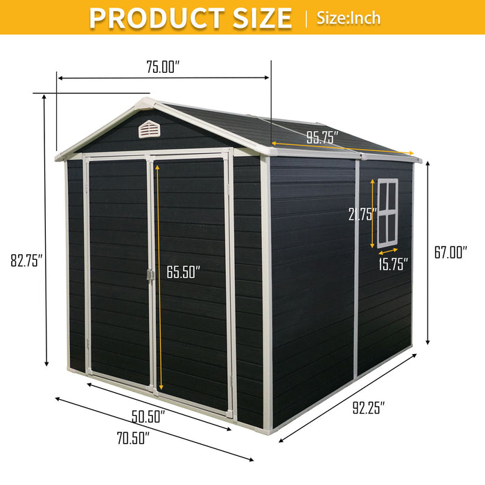 Resin Outdoor Storage Shed Kit Perfect To Store Patio Furniture - Black