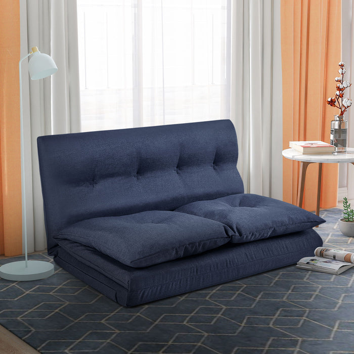 Floor Couch And Sofa Fabric Folding Chaise Lounge - Navy Blue