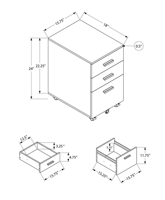 File Cabinet, Rolling Mobile, Storage Drawers, Printer Stand, Office, Work, Contemporary, Modern - Black