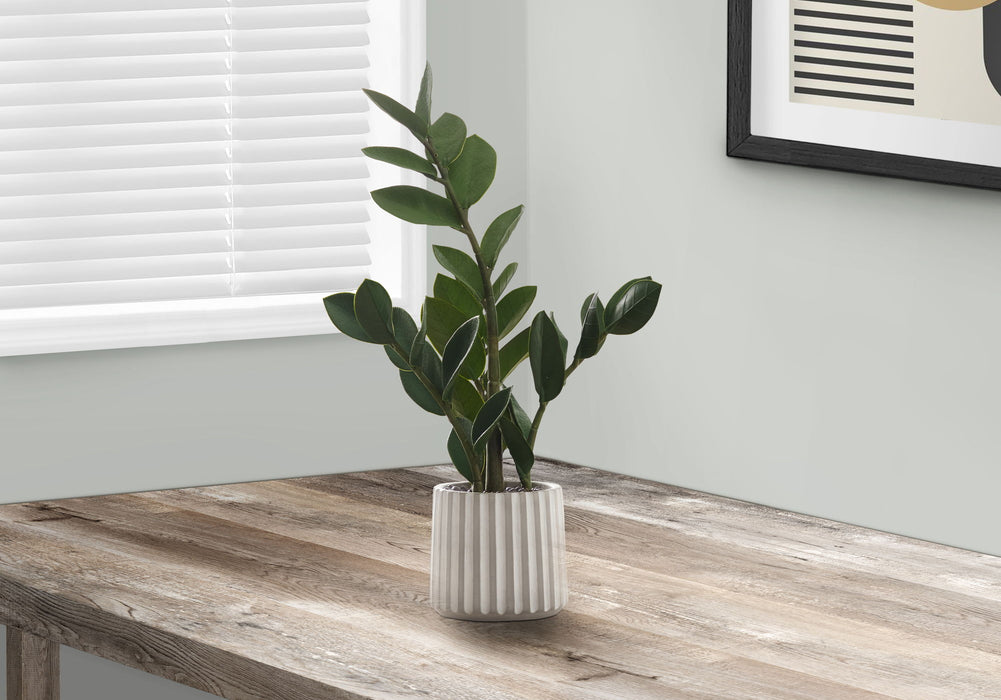 Artificial Plant, 20" Tall, Zz, Indoor, Faux, Fake, Table, Greenery, Potted, Real Touch, Decorative - Green / Gray