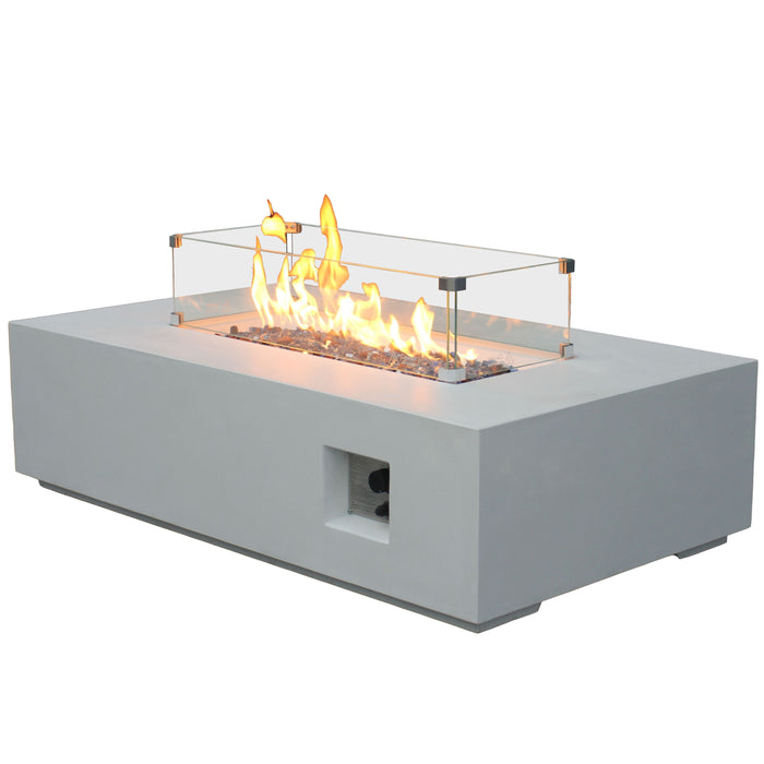 Outdoor Concrete Propane Gas Rectangle Fire Pit Table