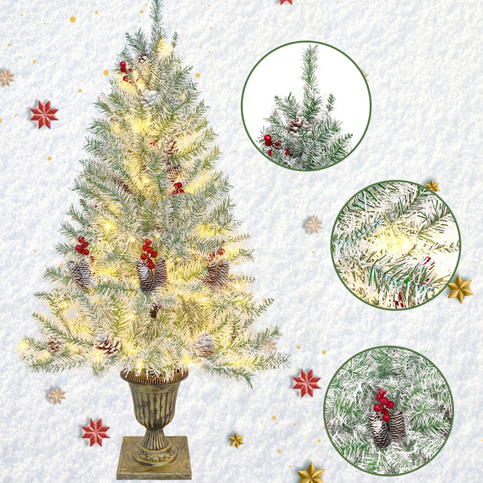 Pre-lit Christmas Tree 4-Piece Set - Retro White