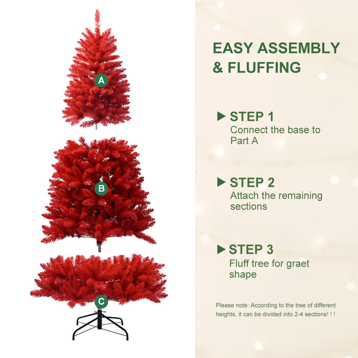 7ft PVC Christmas Tree - Red