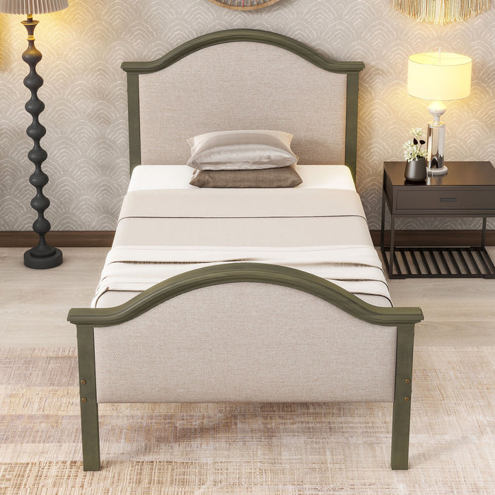 Bed With Upholstered Headboard And Footboard, With Slats