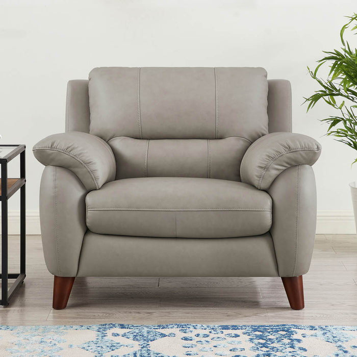 Lara - Leather Chair - Stone Gray