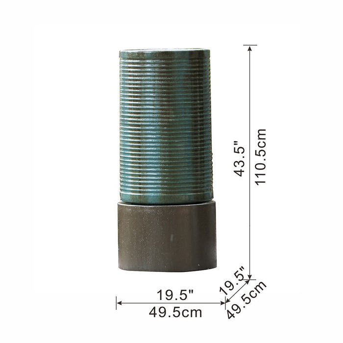 Tall Large Round Ribbed Tower Water Fountain, Verge Bronze, Cement Outdoor Bird Feeder / Bath Fountain