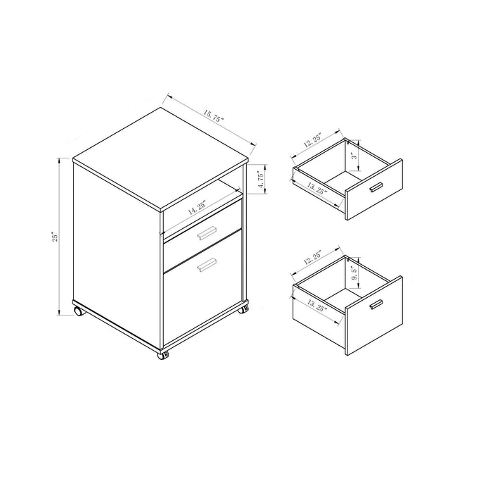 Mobile File Cabinet, Home/Work Cabinet With Two Drawers