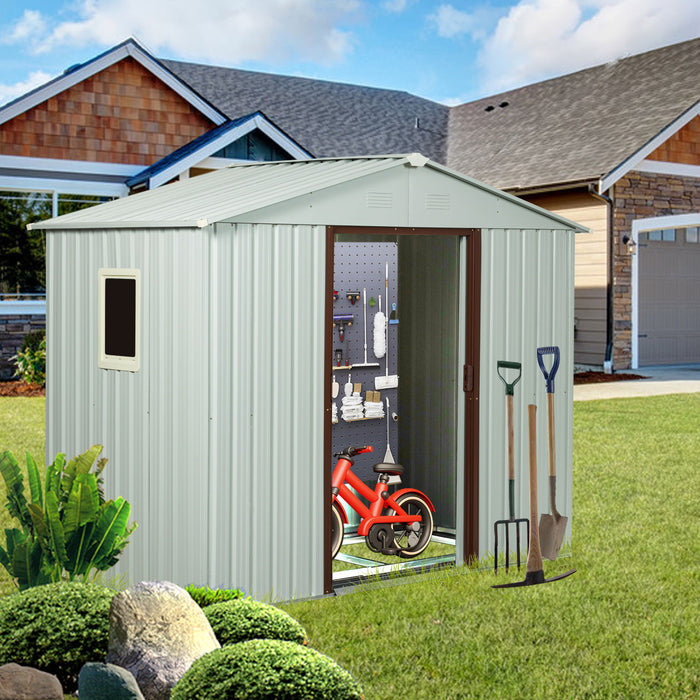 Ry-Sdyx56-Ww Outdoor Metal Storage Shed With Window - White