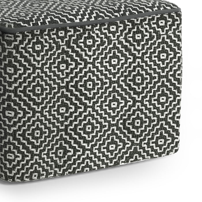 Briella - Square Woven Outdoor / Indoor Pouf - Grey / White