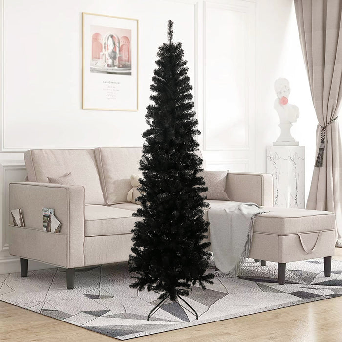 7.5FT Christmas Tree with Foldable Metal Stand - Black