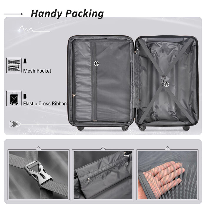 Expanable Spinner Wheel 2 Piece Luggage Set ABS Lightweight Suitcase With Tsa Lock 20" / 24"