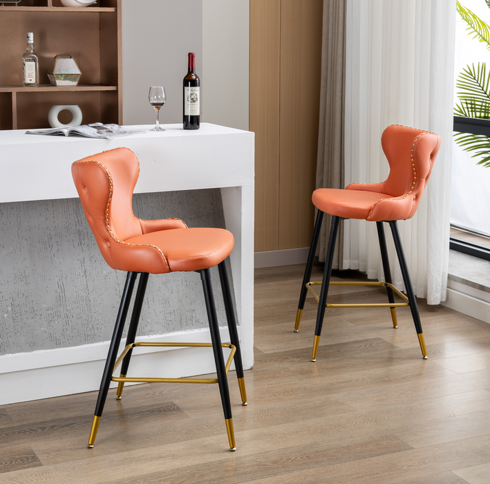 Counter Height Barstools with Backs (Orange, Set of 2)