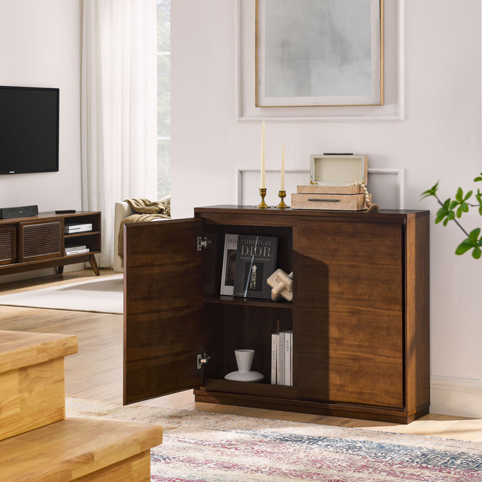 Sideboard, Buffet Cabinet With 2 Outlet Holes, Storage Cabinet For Entryway, Hallway, Living Room, Kitchen, Dining Room, Bedroom - Walnut