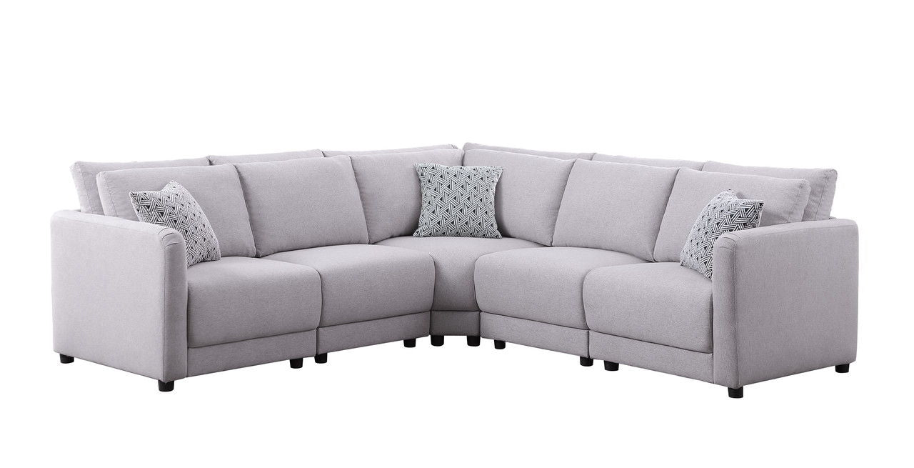 Penelope - Fabric Reversible Modular Sectional Sofa With Ottoman And Pillows