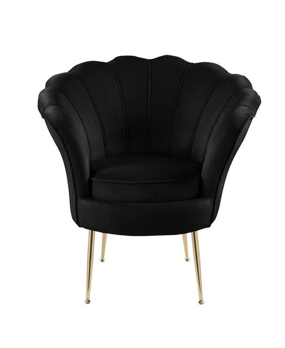 Angelina - Velvet Scalloped Back Barrel Accent Chair With Metal Legs