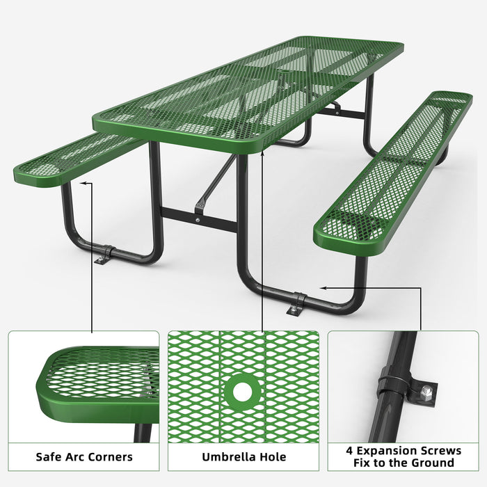 Expanded Metal Rectangular Picnic Table