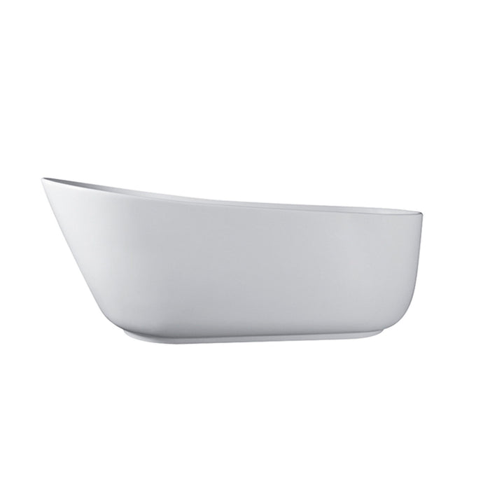 Solid Surface Stone Resin Oval Shape Soaking Bathtub With Overflow For The Bathroom - Matte White