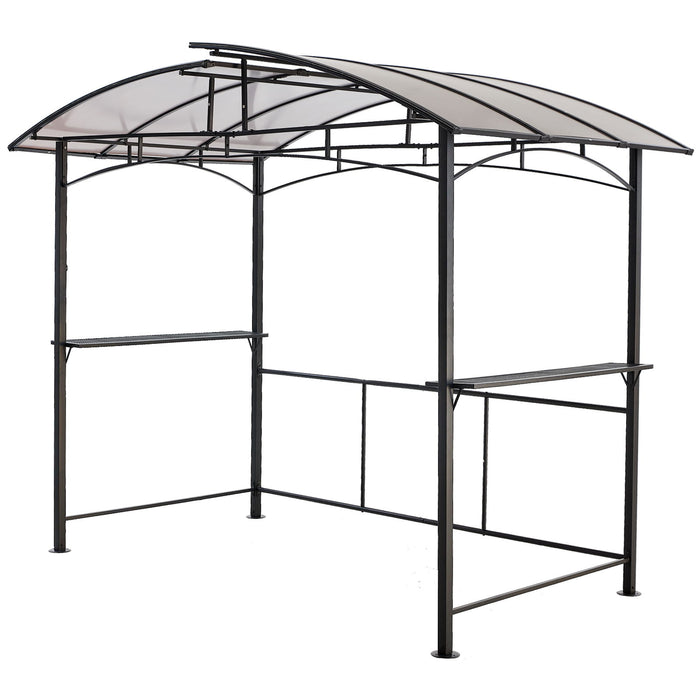 Grill Gazebo 8X5Ft, Outdoor Patio Canopy, Bbq Shelter With Steel Hardtop And Side Shelves - Black