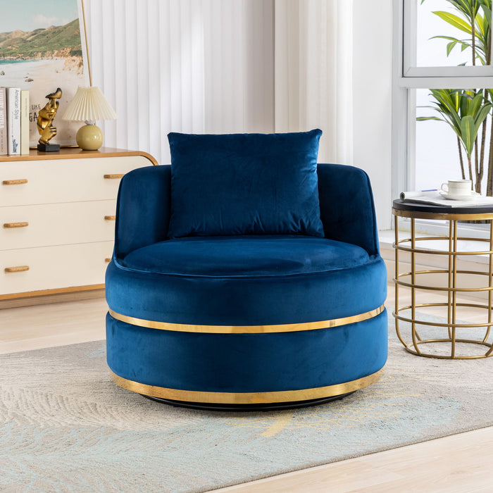 360° Swivel Accent Chair Velvet Modern Upholstered Barrel Chair Over-Sized Soft Chair With Seat Cushion For Living Room