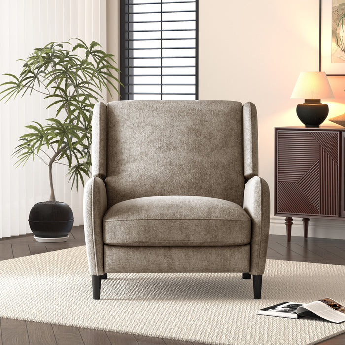 Oversized Textured Fabric Pushback Recliner