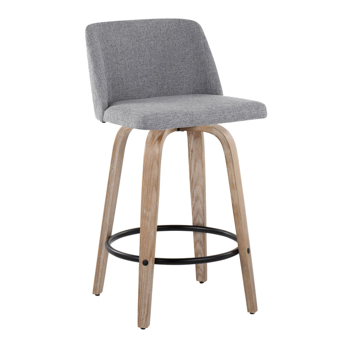 Toriano - Contemporary Fixed-Height Counter Stool & Swivel With Round Footrest (Set of 2)