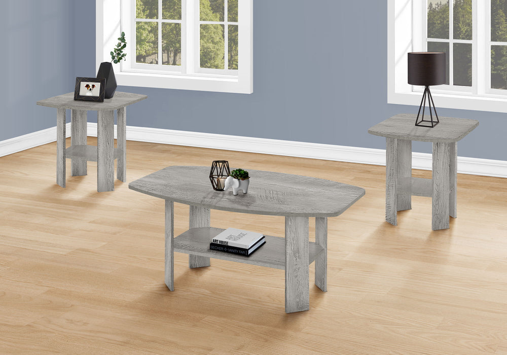 Table Set, Coffee, End, Side, Accent For Living Room, Transitional (Set of 3) - Gray