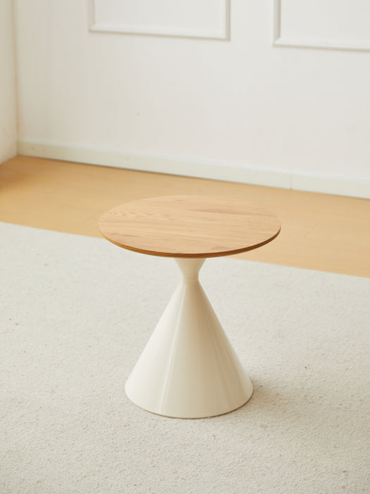 Round Coffee Table - Brown / White