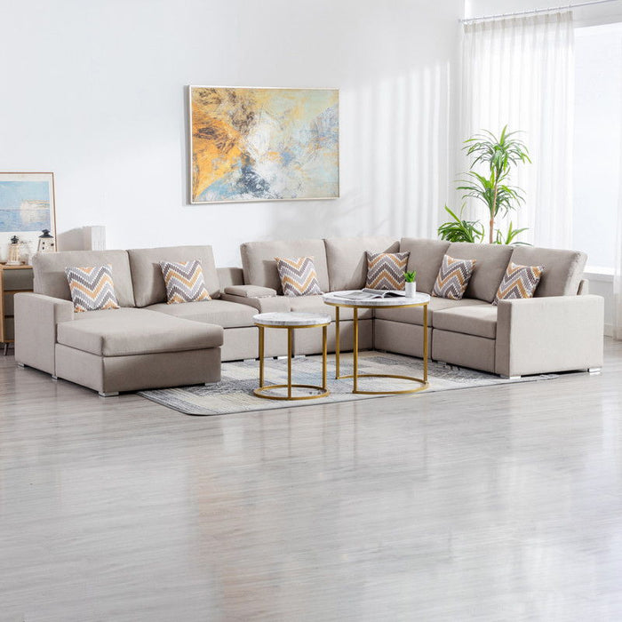 Nolan - 7 Piece Sectional Sofa With Pillows And Interchangeable Legs