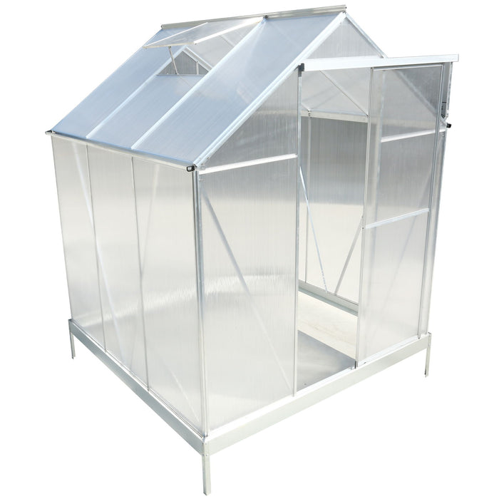 Polycarbonate Greenhouse, Heavy Duty Outdoor Aluminum Walk-In Green House Kit With Rain Gutter, Vent And Door For Backyard Garden