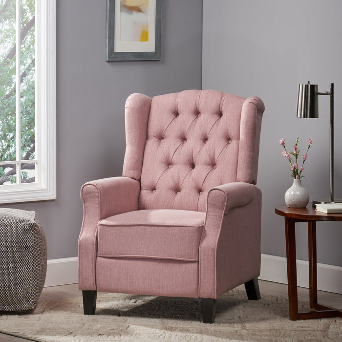 Wide Manual Wing Chair Recliner - Light Pink