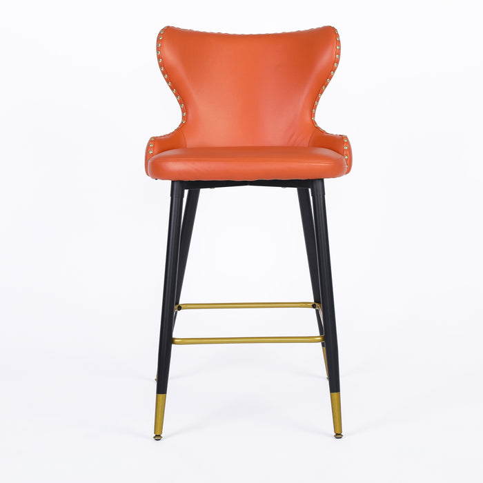 Counter Height Barstools with Backs (Orange, Set of 2)