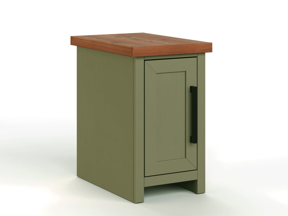 Vineyard - 14" Chairside Table - Sage Green And Fruitwood