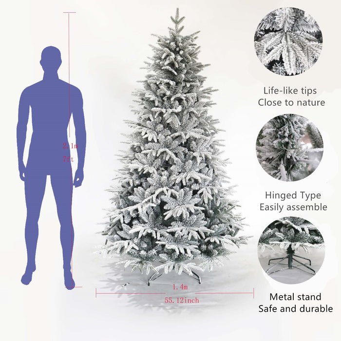 7ft Snow Flocked Christmas Tree - White